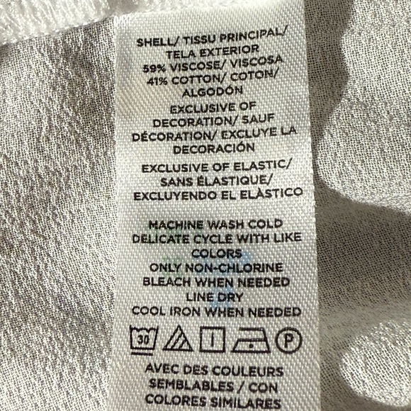 LOFT Embroidered Blouse White Navy Size‎ Small - Picture 9 of 9